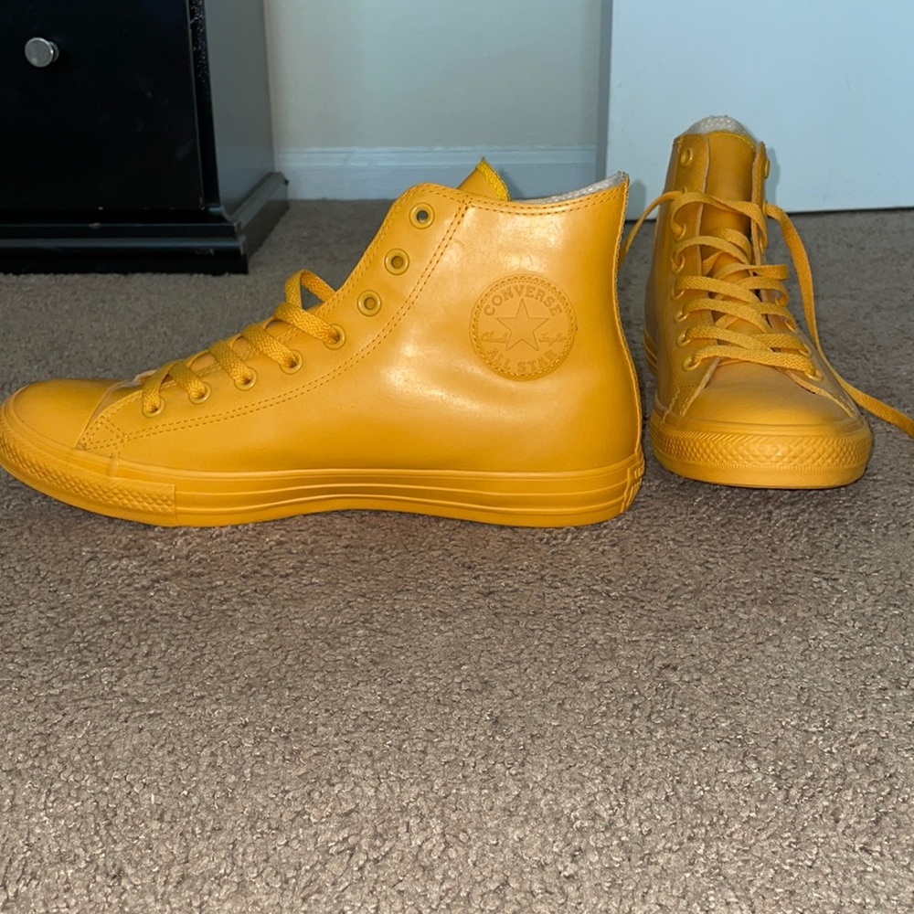 All yellow rubber converse